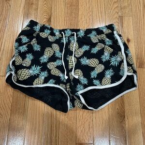 Justice Black Pineapple Print Athletic Shorts